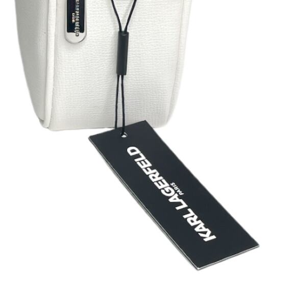 Karl Lagerfeld Maybelle Pebble Leather Pride Strap Purse White Rainbow - Picture 6 of 7